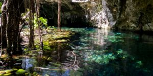 Cenote no México com água cristalina
